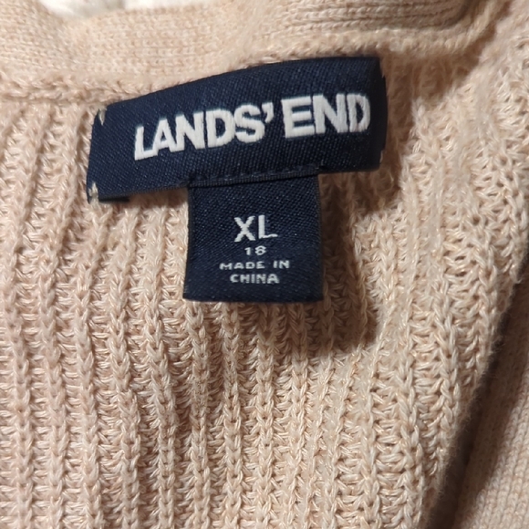 Lands' End Tan Cardigan Sweater - Picture 2 of 2